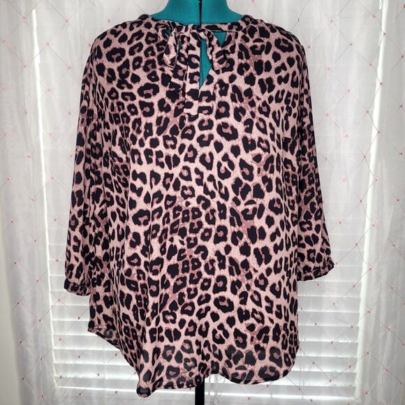 Torrid Leopard Georgette Bow Tie Blouse Size‎ 2 2X - Picture 1 of 8